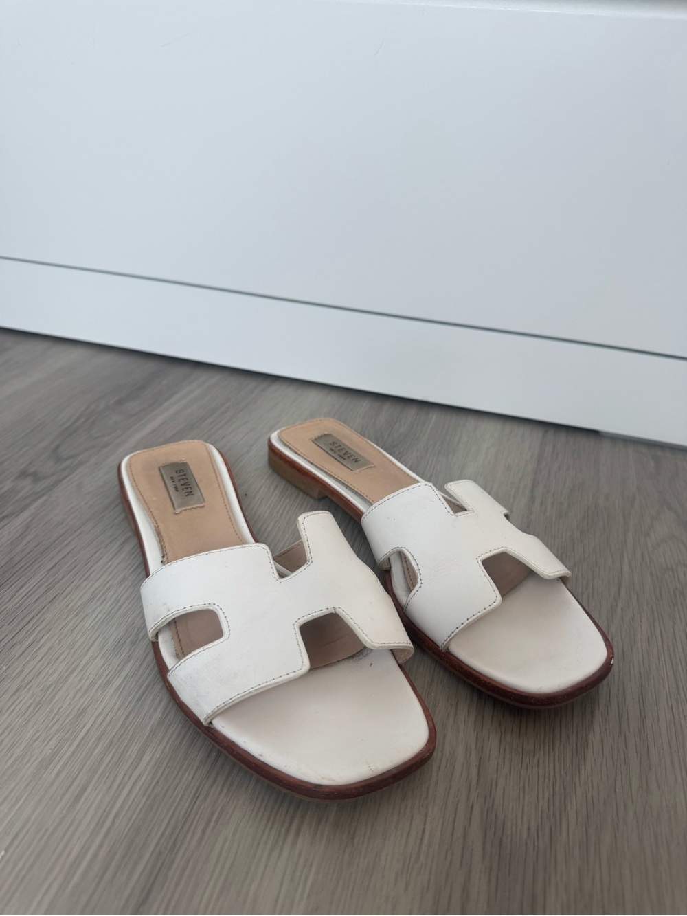 Steven By Steve Madden White Slide Sandals